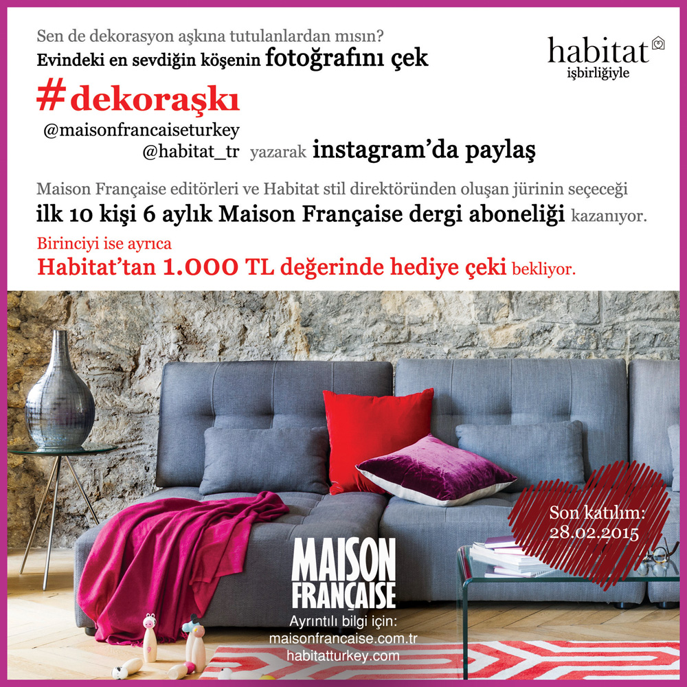 Maison Française Instagram Yarışmaları’nın beşincisi #dekoraşkı